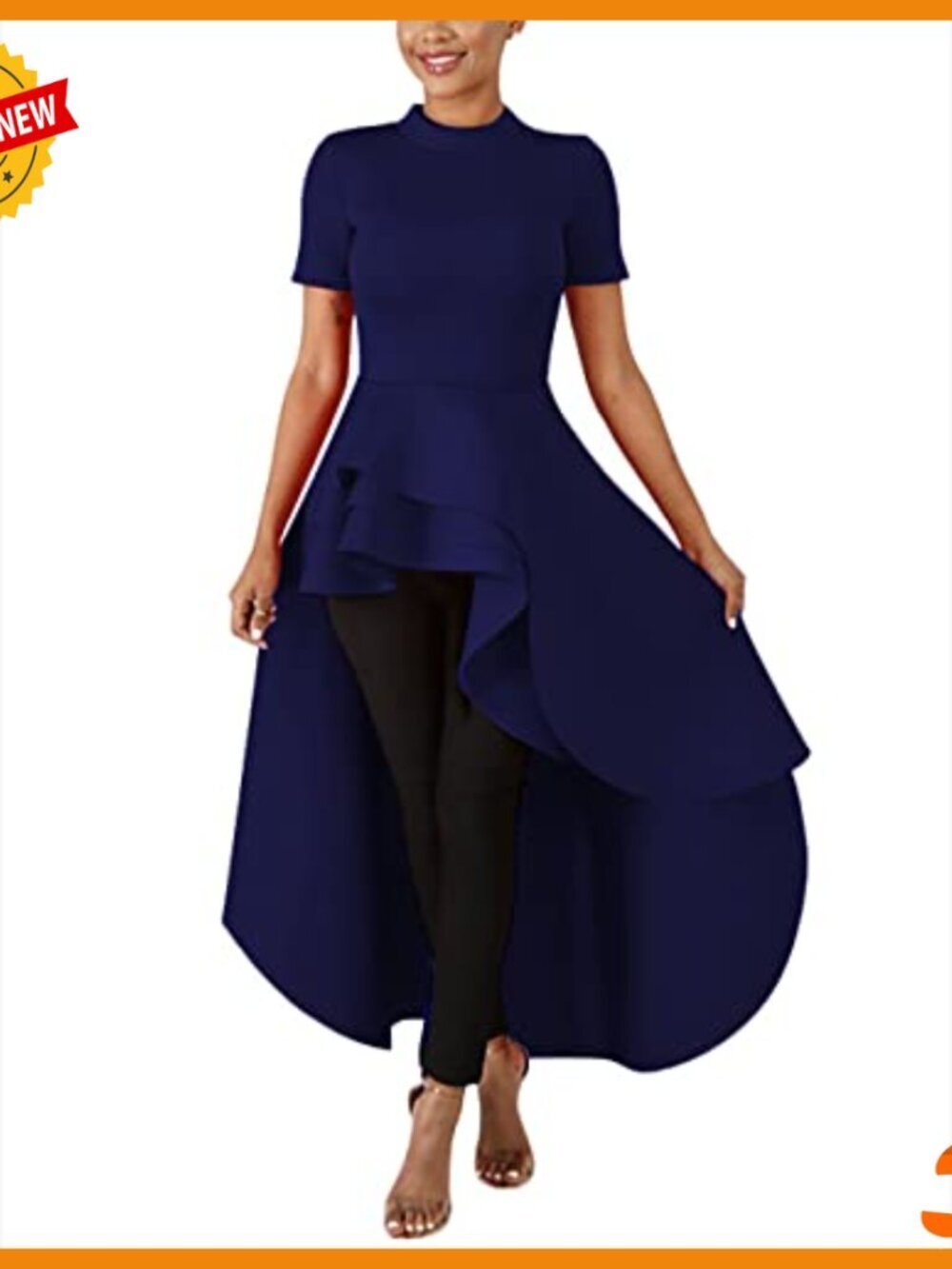 Casual Shirt Dress High Low Ruffle Hem Asymmetrical Peplum Tunic Top - Picture 4 of 7
